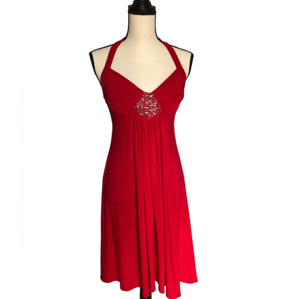 Woman Red Backless Dress Sequin Detail size 6